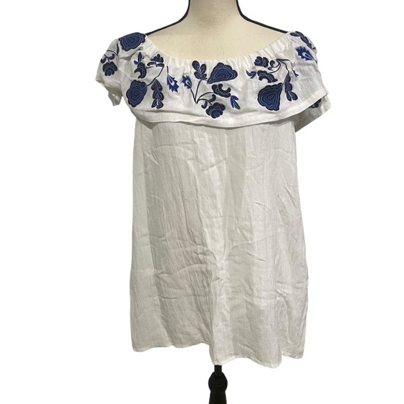 Paper Crane Off-Shoulder Dress Sz Medium Embroidered White Dress / Swim Cover Up - Picture 1 of 14